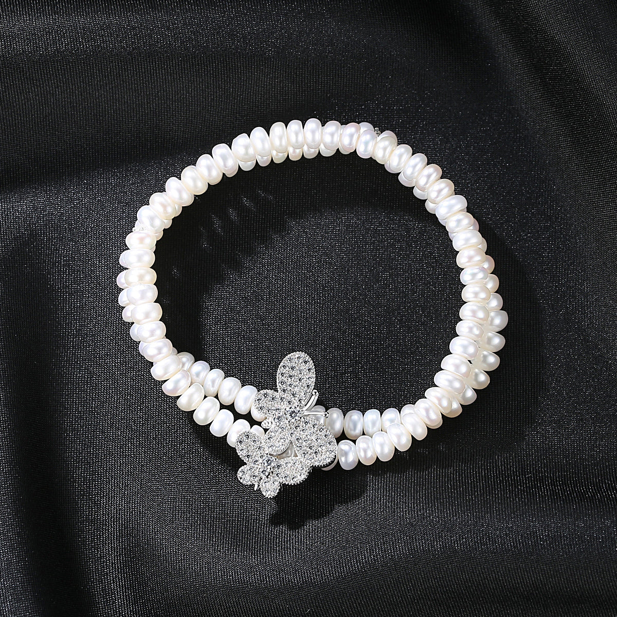 Two Butterfly Pearl Bracelet