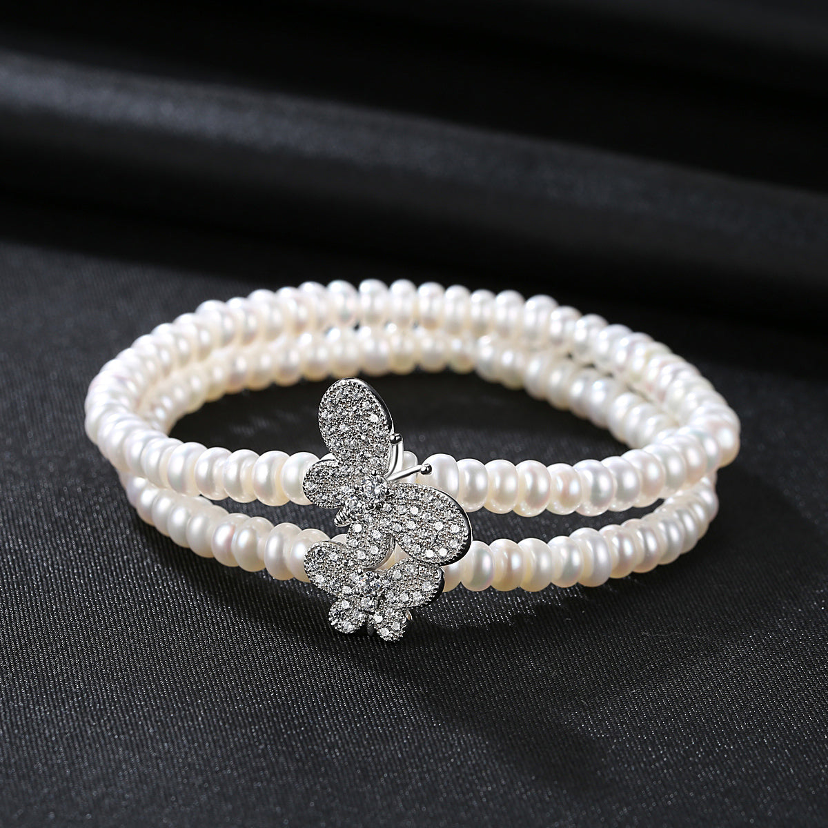 Two Butterfly Pearl Bracelet