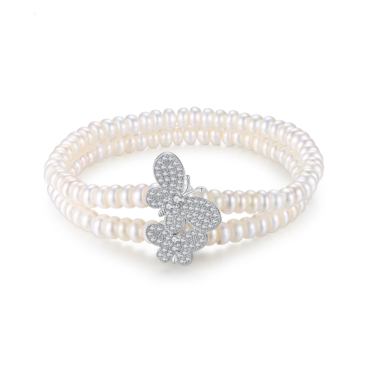 Two Butterfly Pearl Bracelet